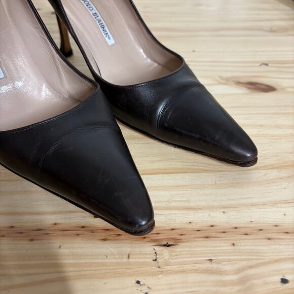 Manolo Blahnik Womens Size 39/9 US Heeled Shoes Black Stiletto Pointed Toe - Picture 3 of 9